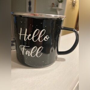 “Hello Fall” Stainless Steel Speckled Camping Mug 16 oz.